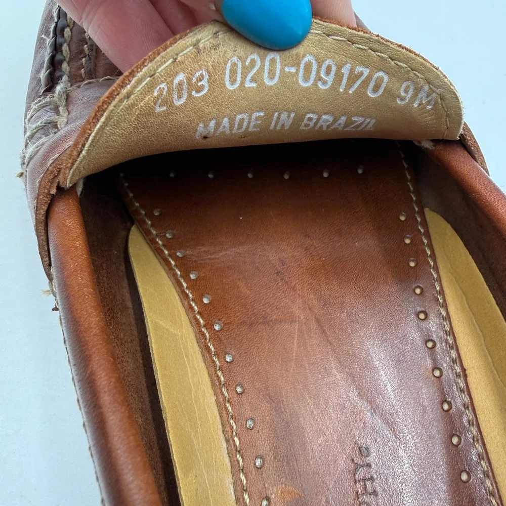 Johnston & Murphy Men's Loafers Brown Basket Weave Tassel Leather Size 9 M